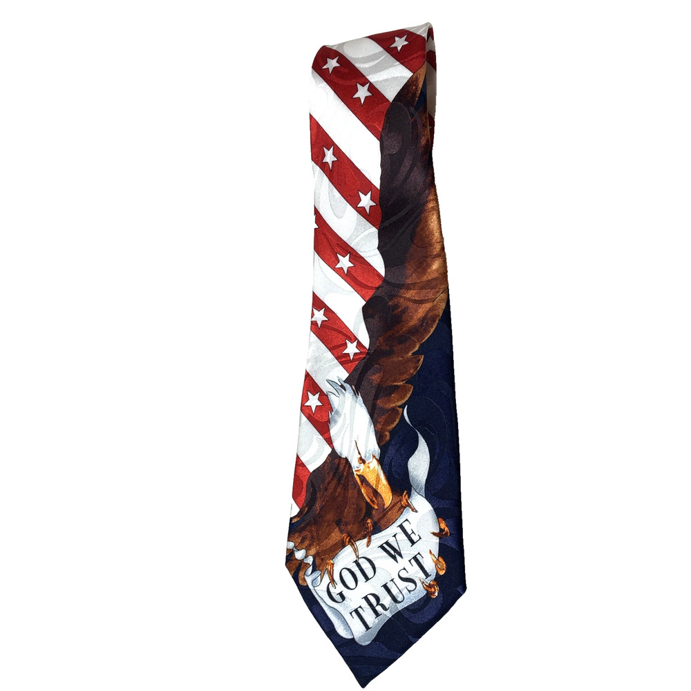 Steven Harris In God We Trust Men's Necktie American Flag Eagle We The People